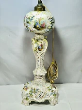 Antique late 19th Dresden Carl Thieme Germany Porcelain Lamp