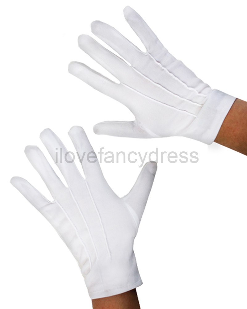 LOTE DE ACCESORIOS GUANTES CORTOS BLANCOS MAGO DISFRAZ MIMO CAPITÁN SANTA