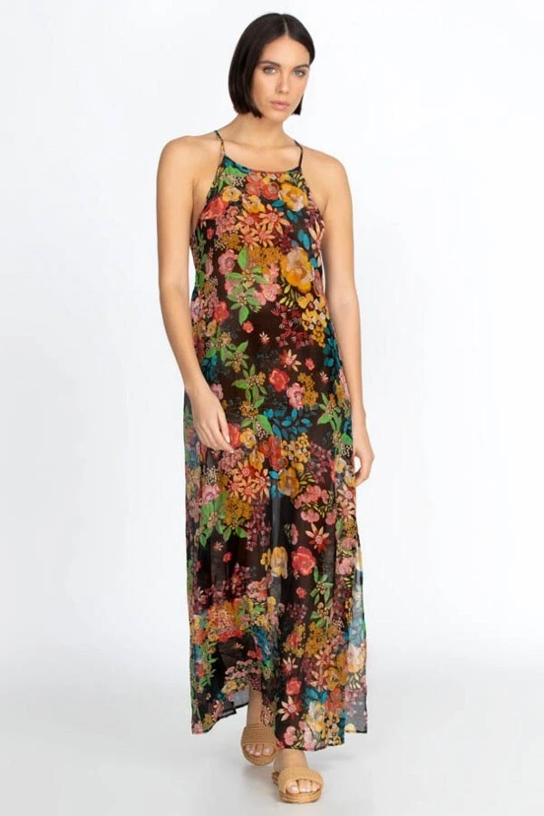 Cotton silk deals maxi dress