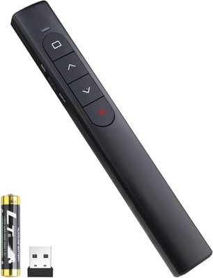 Wireless Presenter Remote, Presentation Clicker with Hyperlink & Volume Black 
