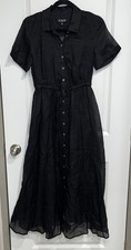 J.Crew Cerise Black Preppy Old Money shirtdress in Ramie poplin Size 4 DD209