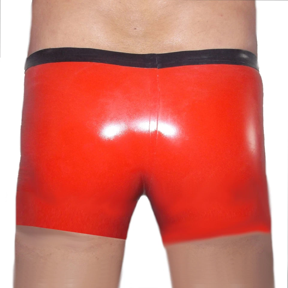 Latex Shorts mit Doppel-Reißverschluss/Innenbeutel Rot  (XL) - Bild 4 von 4