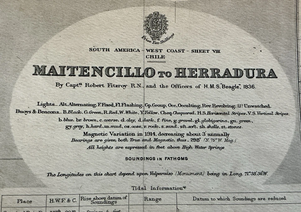 CARTA DO ALMIRANTADO Nº1287. CHARLES DARWIN, FITZROY, VOYAGE of the HMS BEAGLE 1836 - Imagem 2 de 4