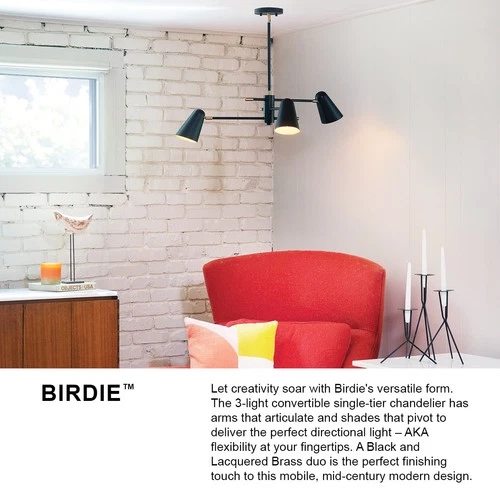 Lark 83543 Birdie 3 Light 30"W Sputnik Chandelier - Black - Picture 9 of 12