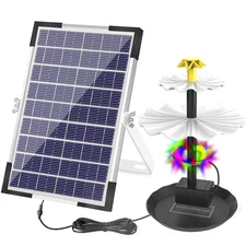 Solar Fountain Pump with 12 LED Lights 9 Nozzles Pond Pool Water Fountain Pump