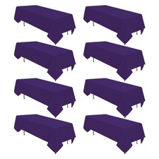 8 Pack Purple Tablecloth 60 x 102 Inch Rectangular Table Cloth for 6 Foot Rec...