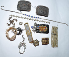 JOB LOT VINTAGE ART DECO / VICTORIAN JEWELLERY ALL DAMAGED SPARES REPAIR HARVEST