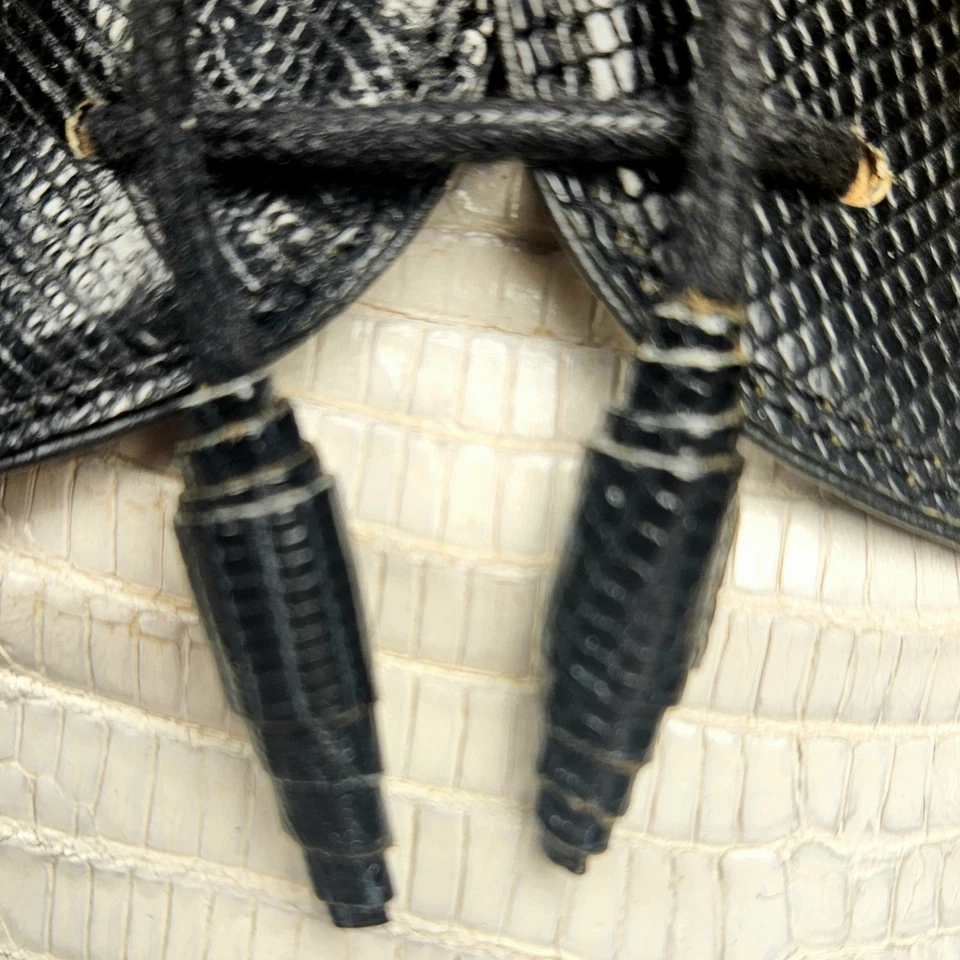 Zapatos de Vestir David Eden Genuinos Teju Lagarto Talla 10 Negro Blanco Oxfords Con Cordones Foto 4 de 4