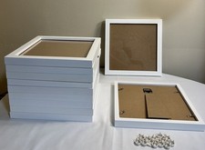 Picture Frame Lot Of 11 Egofine 9  x 9  Wood Frame /Plexi Glass Wall Mounts