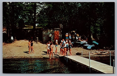 #ad Water Front Beach Keuka Lake Lutheran Camp NY Chrome Postcard O10 $19.99