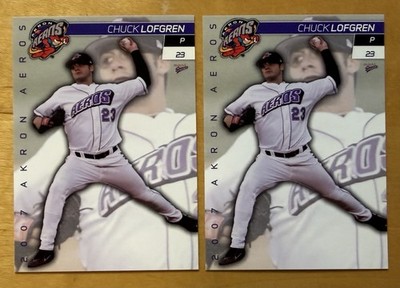 2007 MultiAd Akron Aeros Lot Of 2 Chuck Lofgren #2 Mint Rare