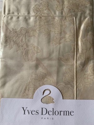 YVES DELORME PALLADIO CREME SATIN Paar EURO Kissenbezüge LUXUS