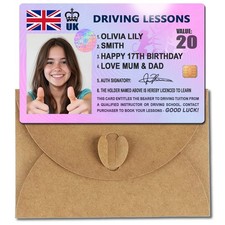 Personalised Driving Lessons Learner Licence Style Card - 17th birthday Card