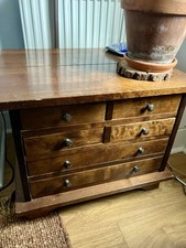 Laura Ashley Garrat 6 Drawer Side Table Lamp Table Dark Chestnut Wood