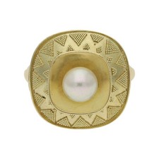 Ring 585/000 (14 Karat) Gelbgold mit Akoya Zuchtperle, Handarbeit, getragen 2532