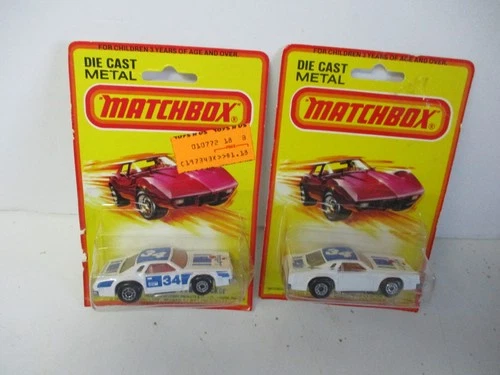 Matchbox Lesney Superfast 2X SF34 Chevy Prostocker- one with PLAIN SIDES, card
