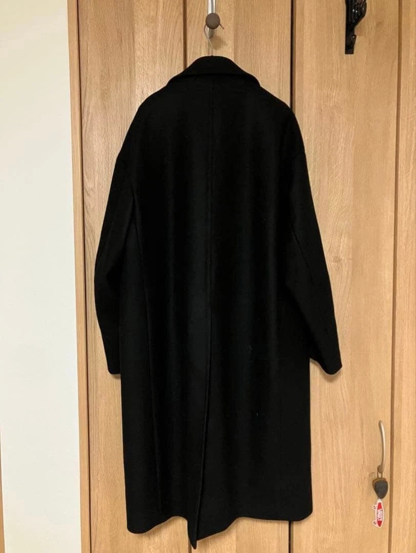 STUDIOUS Cashmere Wool Balmacaan Coat Black Size 3 Lightweight Japan - product detail image 3