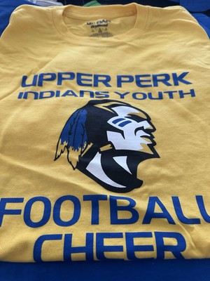 Gildan Upper Perk Indians Yellow T-Shirt Youth Football And Cheer Youth Large