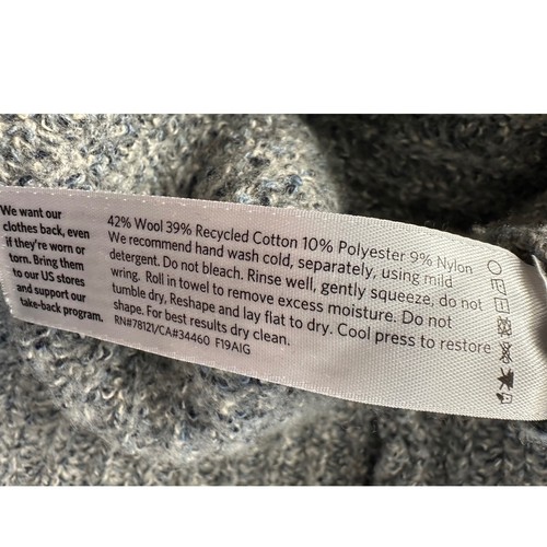Eileen Fisher Grobstrick Cropped Pullover Gr. S blau grau Wolle recycelte Baumwolle - Bild 5 von 9