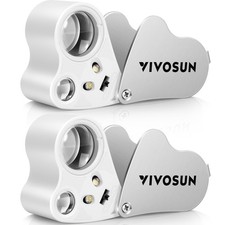 VIVOSUN 2-Pack 30X 60X Illuminated Jewelers Loupe Foldable Magnifier with LED...