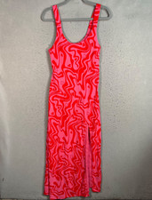ASOS Womens Size 8 Pink & Red Design Swirl Print Midi Dress Sleeveless