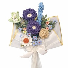 Hand Crocheted Flower Bouquete 16  x 14  Crochet Flowers Rose, Daisy Lavend