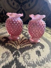 Vintage Fenton Vase Cranberry Opalescent Hobnail Glass Bud Vase Ruffle Rim (2)