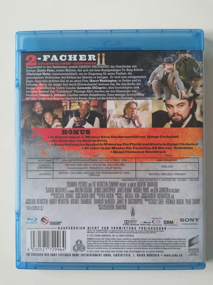 Django Unchained /Bluray /Sehr Guter Zustand  - Bild 2 von 2