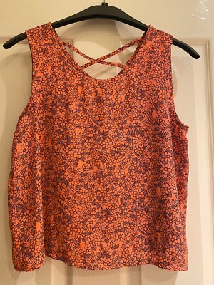 New Look Bluse orange Blumen (Größe Kinder 14 Jahre)