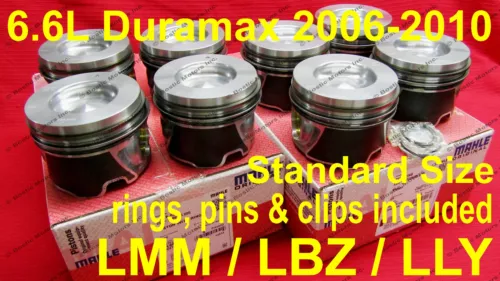6.6L Duramax Pistons 2006-2010 LMM / LLY / LBZ Standard Size w/ rings Set of 8