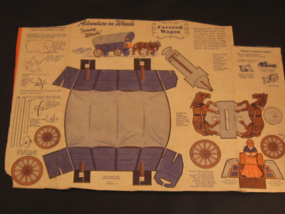 1950s Wheaties Cereal Box Adventure on Wheels Covered Wagon Cut Out | eBay