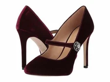 MICHAEL KORS Ophelia High Heels Mary Jane Classics Pumps Oxblood Velvet Size 9