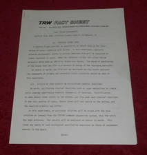 1982 TRW Fact Sheet NASA Project Postar 4 Experiments BSA Explorer Post 2001 CT 