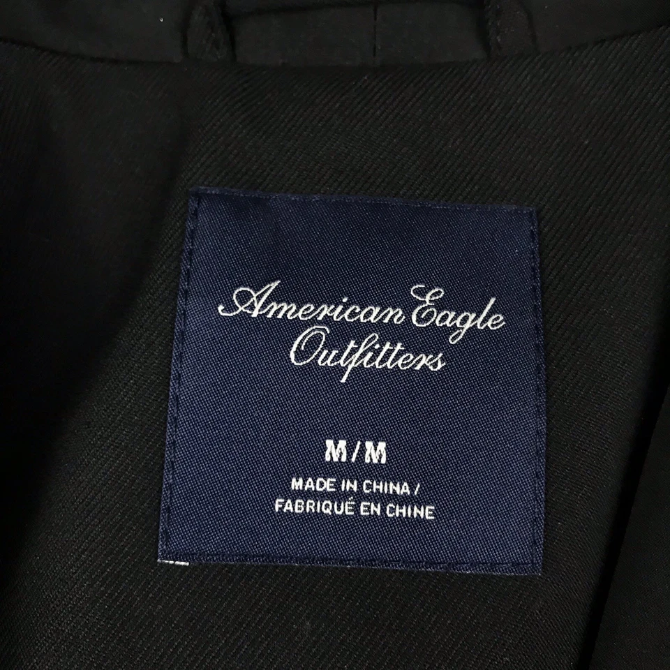 American Eagle Blazer Womens Medium Black Lined Button Up Shoulder Pads NWT - Image 3 of 4