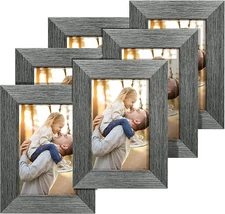 5 X 7 Picture Frames Set of 6, Rustic Grey Farmhouse Photo College Frame for Wal