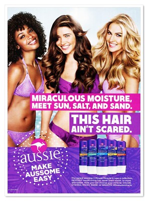 Aussie 3 Minute Miracle Hair Care Bikini Models 2014 Full-Page Print Magazine Ad