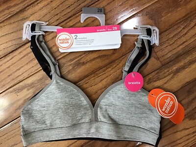 New WonderNation 2 Pack Girl PL119 Bralette SZ 28 Removable Pad Seamless (G11-16