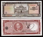El Salvador 2 Colones P-116 1974 Salvadoran Rare Unc World Currency Abnc Note