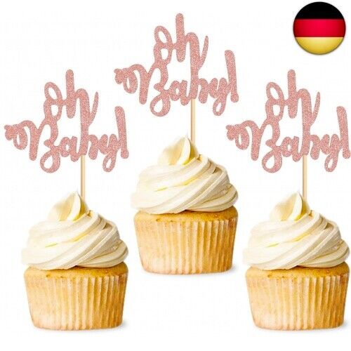 24 Stück Oh Baby Cupcake Toppers für Geburtstag Babyparty Baby shower Kuchen d - Bild 1 von 6