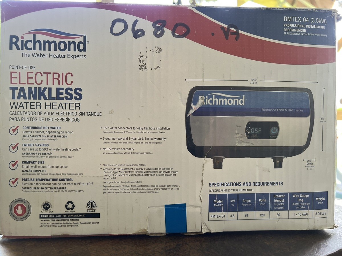 Rheem RETEX-04 kW GPM Point-Of-Use Electric Tankless Water Heater  New