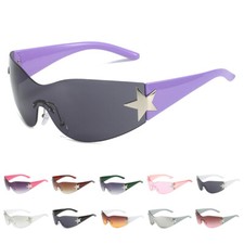 Trendy Shield Wrap Around Sunglasses One Piece Oversized Frameless Sun Glasses