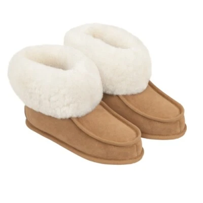 Lammfell Hausschuhe Mokassin Ledersohle, Hüttenschuhe, Puschen, Latschen - Bild 1 von 4