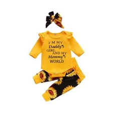 Newborn Baby Girl Clothes Letter Romper Jumpsuit Tops+Pants Outfit Se