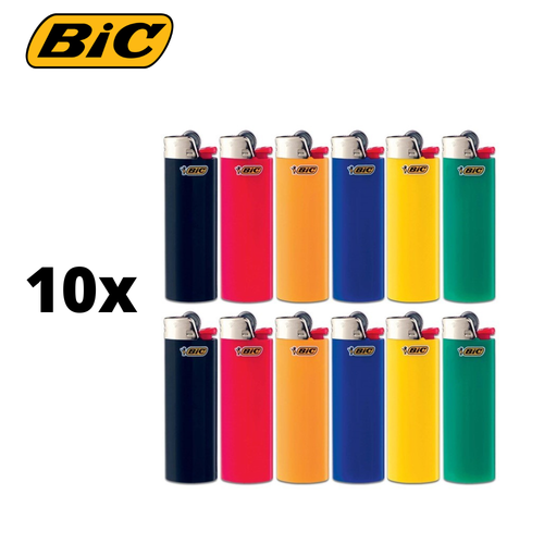 10 x BIC MAXI LIGHTERS, GAS CIGRATE FULL SIZE LARGE LIGHTER ASSORTED