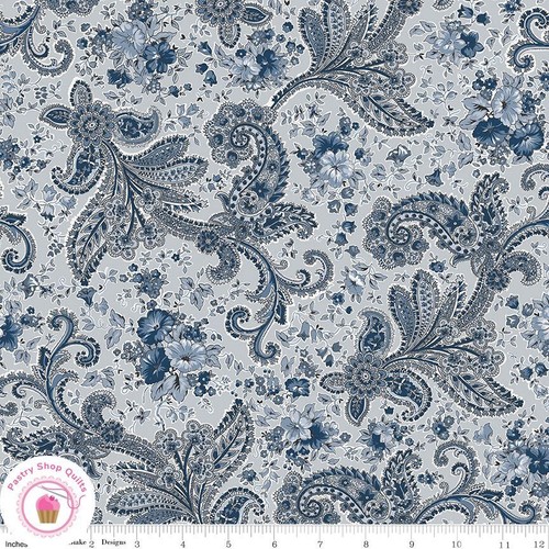 Riley Blake MIDNIGHT GARDEN 12542G Blue Gray Floral Quilt Fabric GERRI