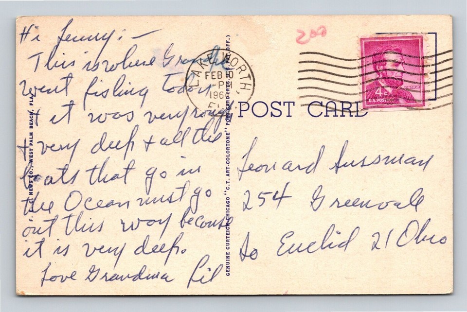 Delray FLFlorida, Boynton Inlet, Fishermen, c1964 Vintage Souvenir