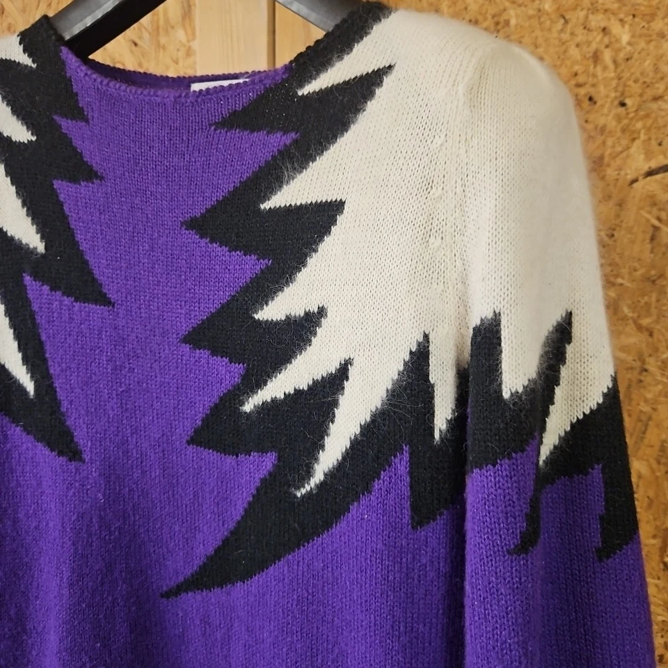 Vestido de punto vintage púrpura años 80 púrpura Christina Grant suéter túnica PEQUEÑO MEDIANO Foto 2 de 4