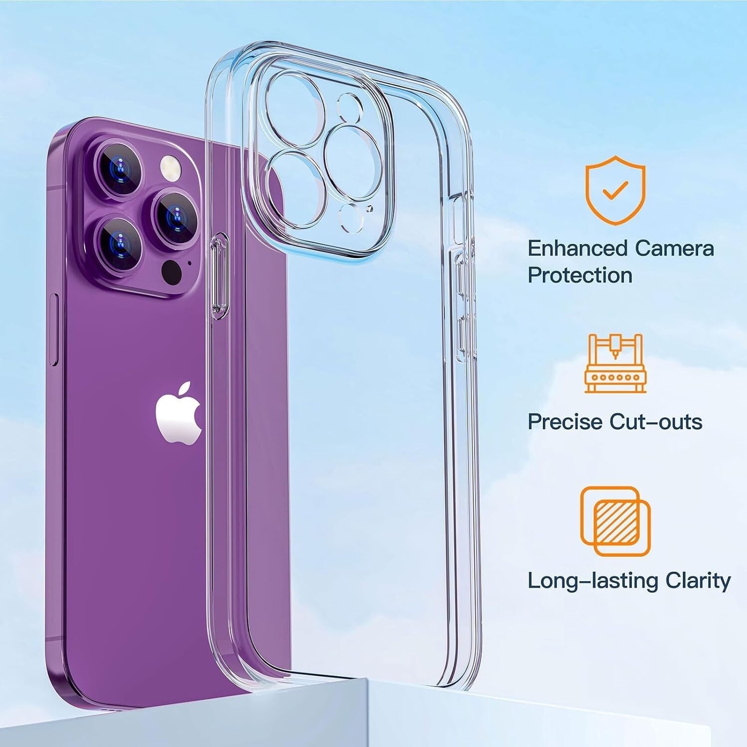 iPhone 14 Pro Case, [3 in 1] [Anti-Yellowing] Clear Case - Clear