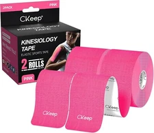 Premium Kinesiology Tape : (2 Rolls, Pink) - Athletic, K, Sports Tape,Waterproof
