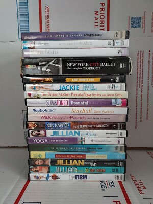 Lot Of 18 Mixed Fitness Workout DVDS Yoga Pilates The Firm Jillian - T3#358